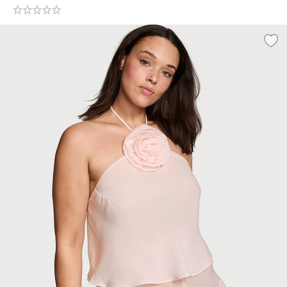 Victoria's Secret Blush Pink Chiffon Rosette Halter Cami XXL NWT